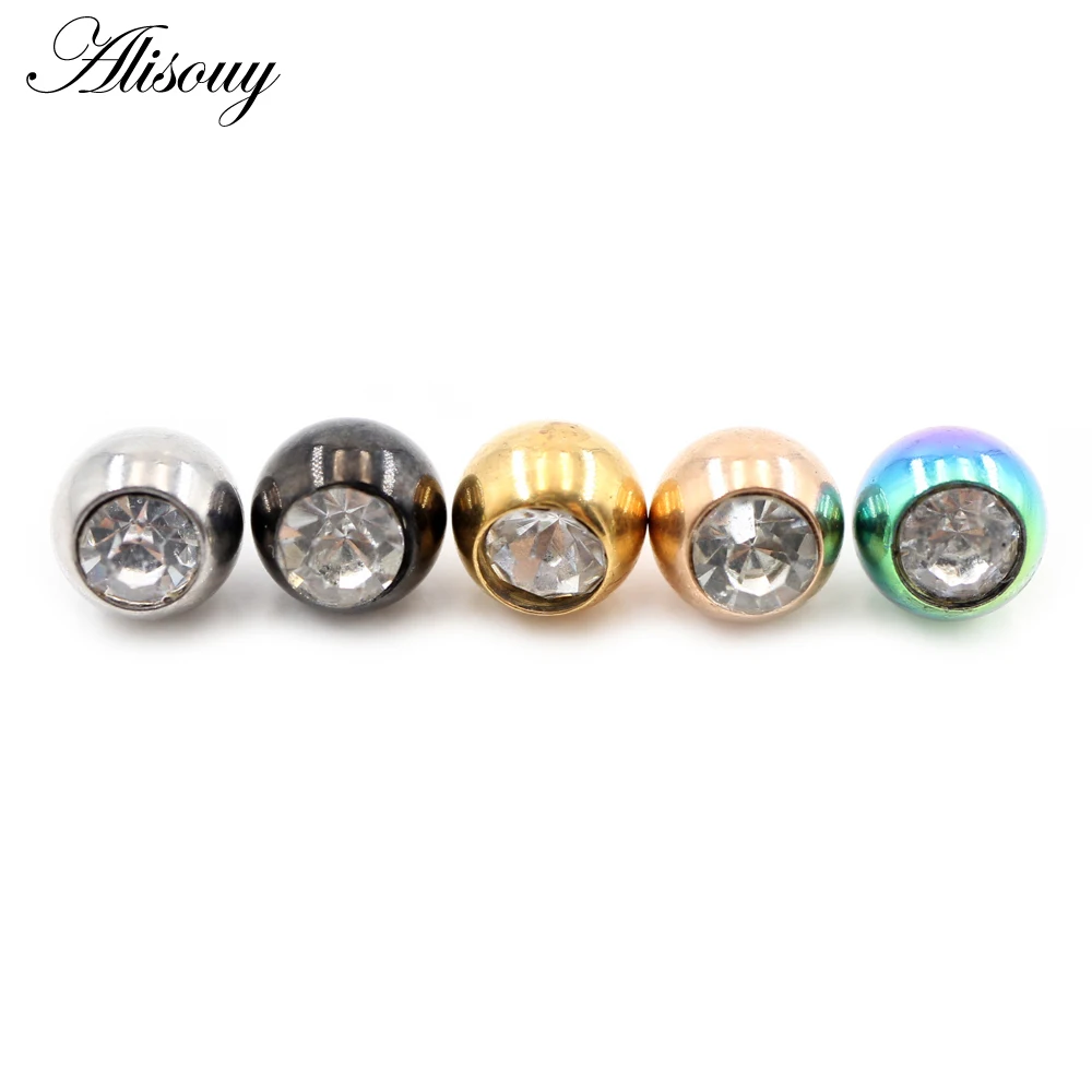 Body Jewelry Replacement Ball - 2 sztuki, 14G/16G, cyrkonie, stal nierdzewna,