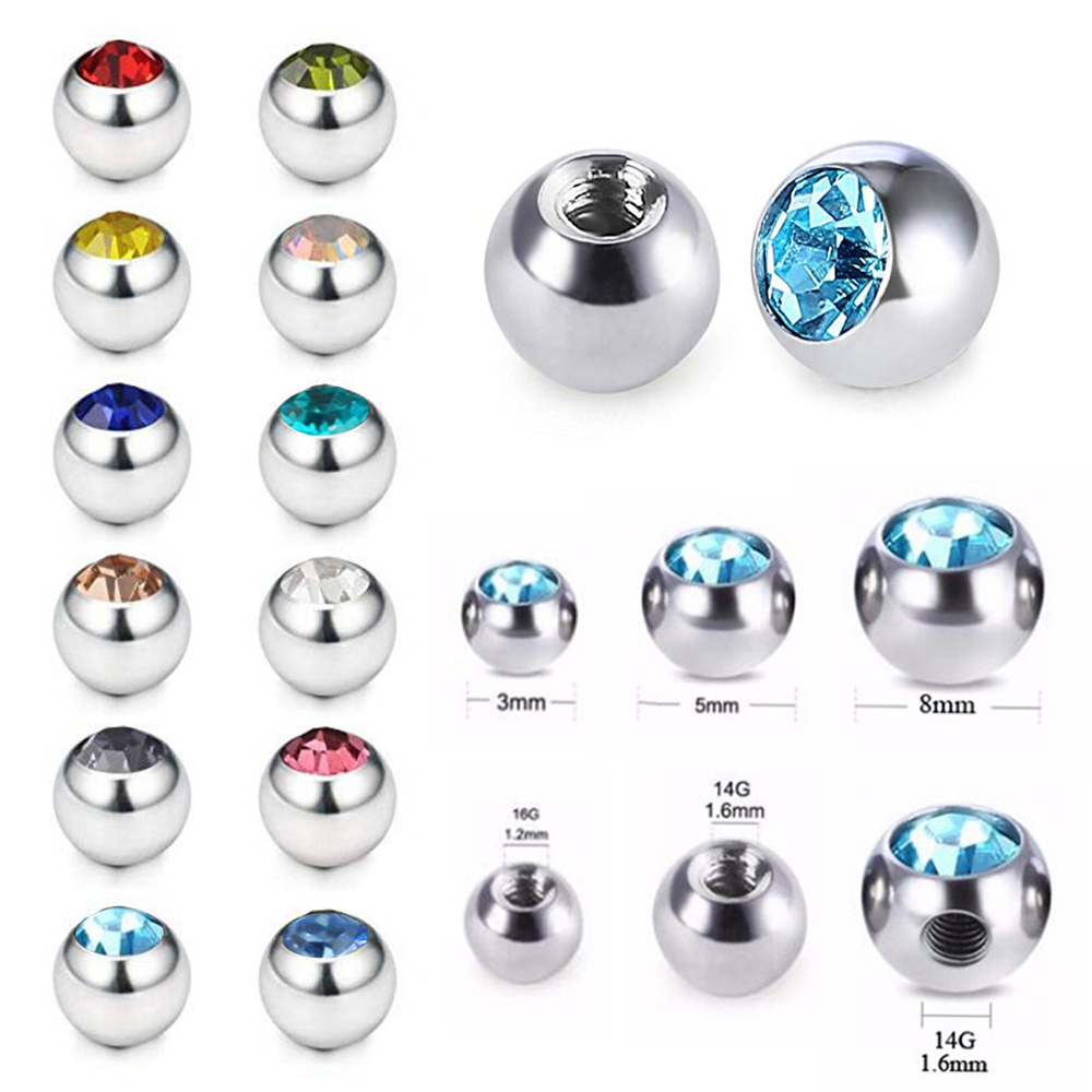 Body Jewelry Replacement Ball - 60 sztuk stal nierdzewna CZ kryształ