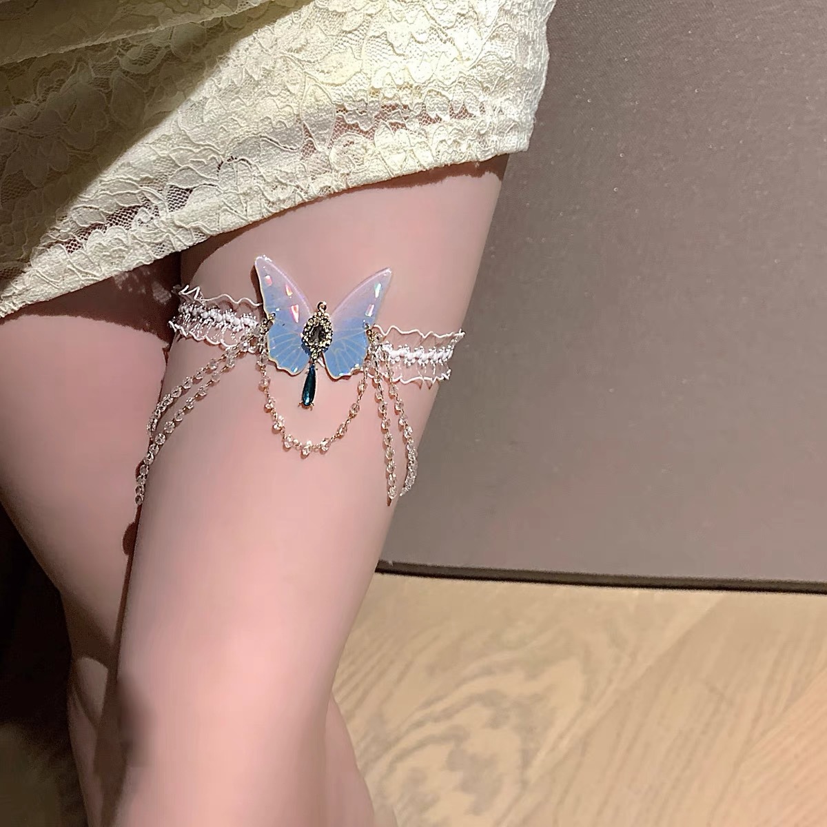 Body Jewelry For You - Modny wzór motyla Elastyczny koronkowy łańcuszek