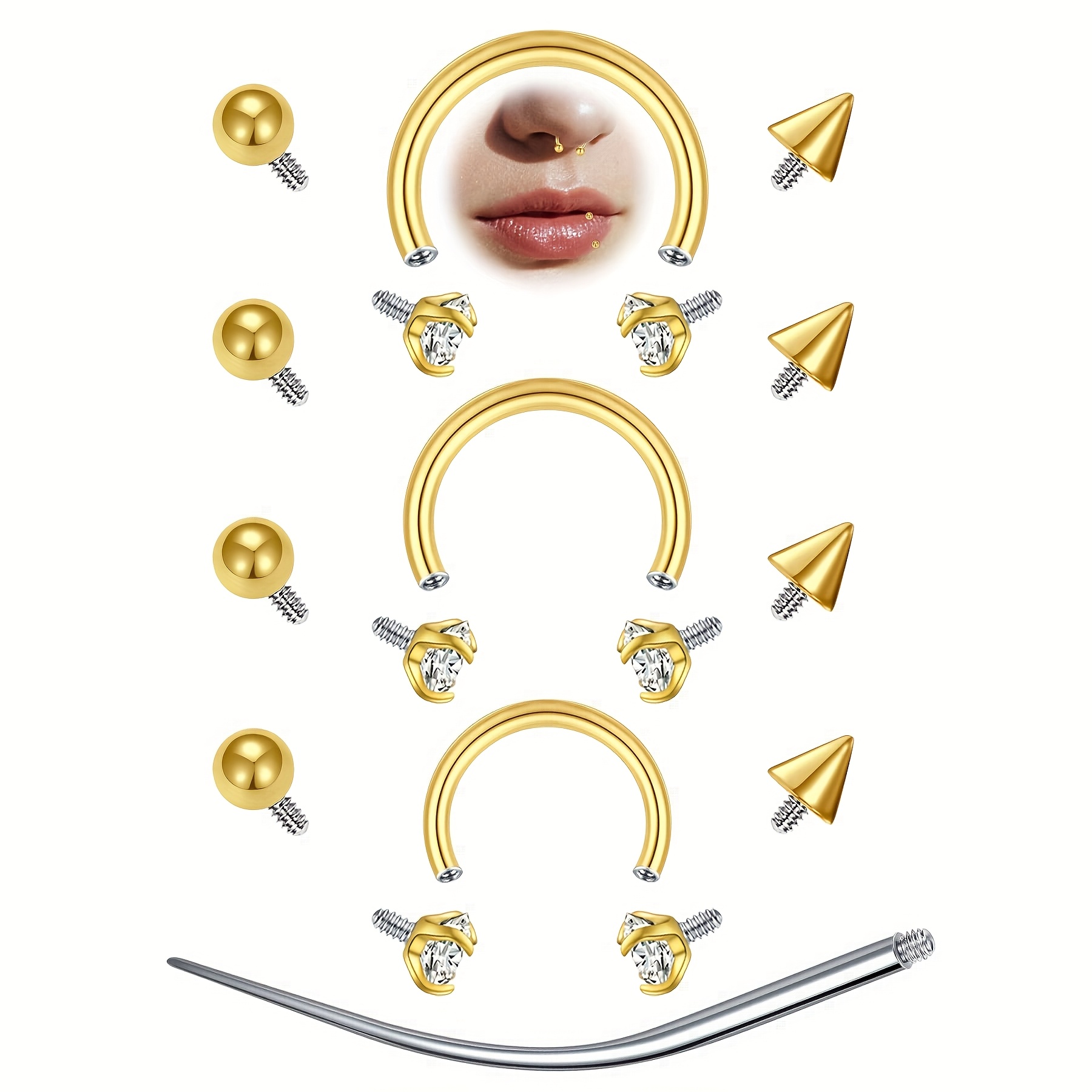 Body Jewelry Replacement Ball - 12 szt. kolczyków do przegrody nosowej