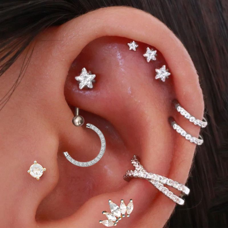 Body Jewelry Surgical Steel - Helix Piercing Star Earrings Women 1pc