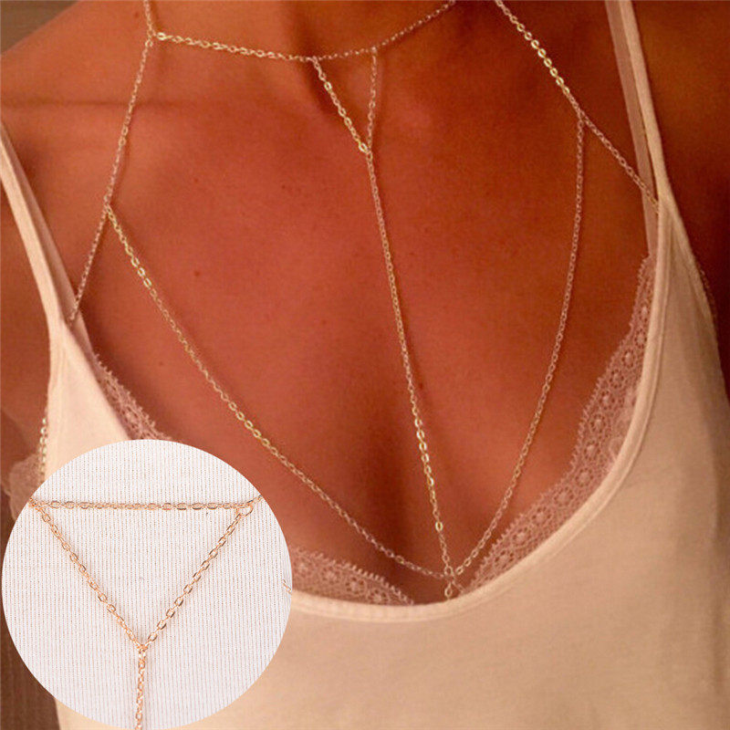 Złote srebrne modne ogniwo sta – Body Jewelry Necklace recenzja i cena