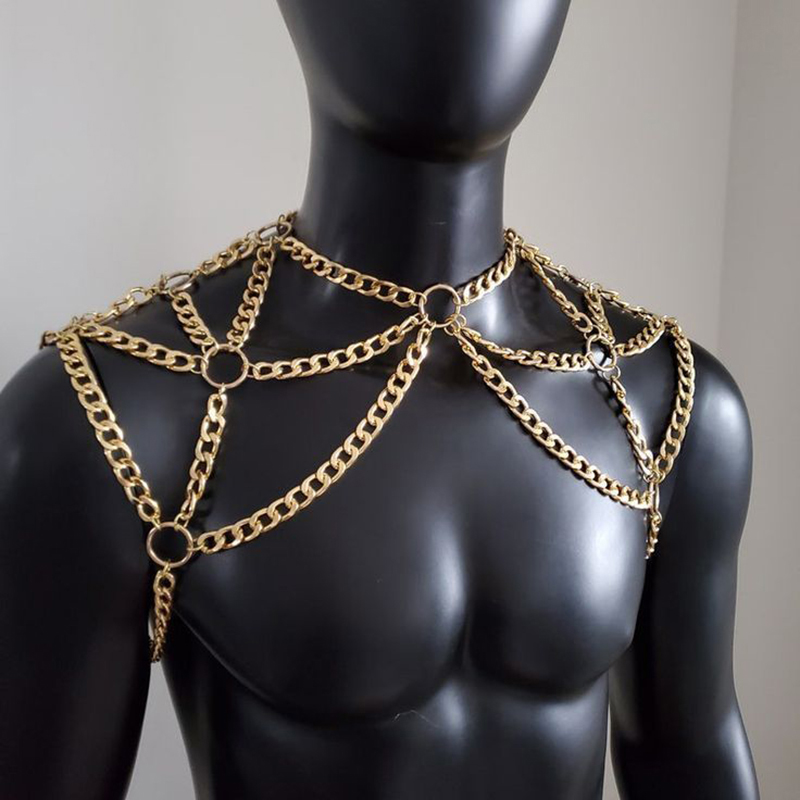 Punk Men Shoulder Body Chain B – Body Jewelry Necklace recenzja i cena