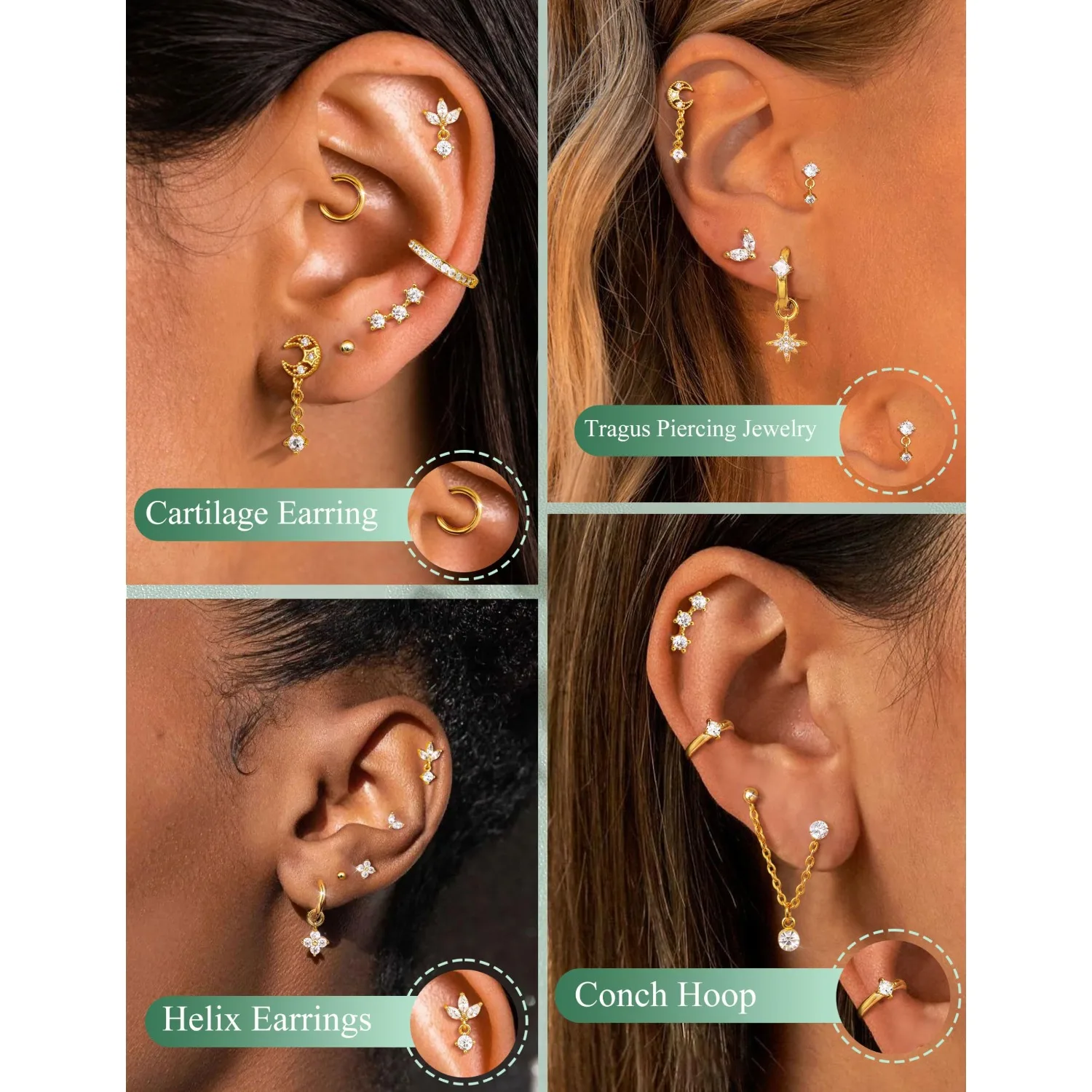 Kolczyki do chrząstki dla kobi – Body Jewelry Surgical Steel recenzja i cena